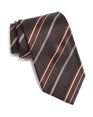 Tom Ford Stripe Jacquard Silk Tie - Brown
