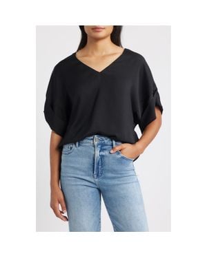 Wit & Wisdom Roll Cuff Dolman Top - Black