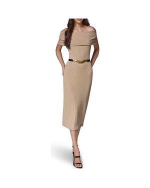 Donna Karan Off The Shoulder Rib Dress - Natural