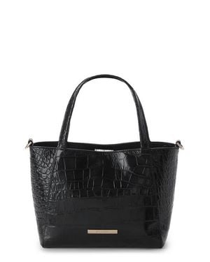 Brahmin Small Mona Croc Embossed Leather Tote - Black
