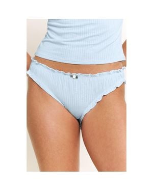 Honeydew Intimates Dolly Lettuce Edge Rib Bikini Briefs - Blue