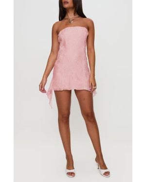 Princess Polly Tomika Floral Jacquard Strapless Minidress - Red