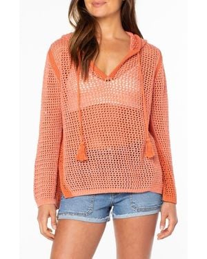 Roxy Summer Nights Open Stitch Hooded Tunic - Orange