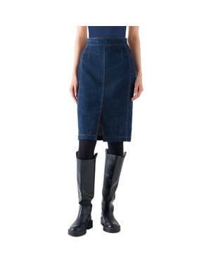 Akris Punto High Waist Denim Pencil Skirt - Blue