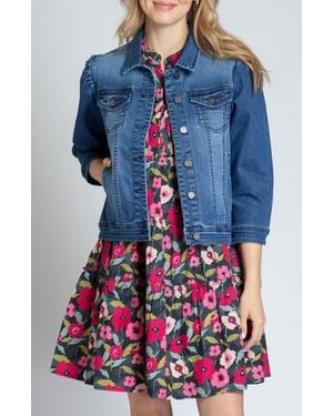 Apny Puff Sleeve Denim Jacket - Blue