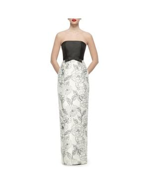 After Six Tilly Mixed Media Column Gown - Metallic