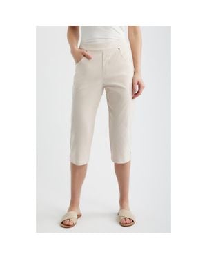 Hue Spring Stripe Petal Pusher Capri Pants - Natural