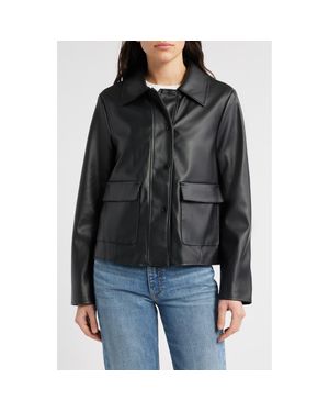 Sam Edelman Faux Leather Swing Jacket - Black