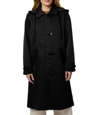 Bernardo Longline Hooded Raincoat - Black
