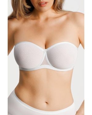 Popilush Non-Slip Strapless Breathable Sheers Bra - White