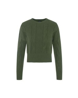 BuHu Cable Round Neck Textured Knit Sweater - Green