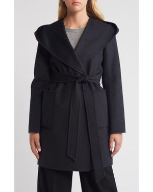 BCBGMAXAZRIA Hooded Wrap Coat - Black
