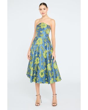 THEIA Dara Scallop Strapless Dress - Blue