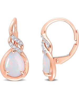 Julianna B Opal & Diamond Leverback Earrings 10K - White