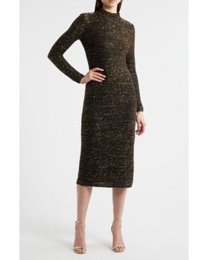 Tahari The Amanda Embroidered Long Sleeve Satin Dress in Black | Lyst Tahari The Amanda Embroidered Long Sleeve Satin Dress in Black | Lyst