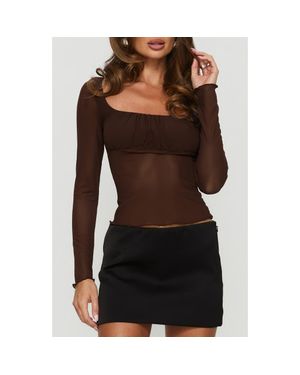 Princess Polly Victoire Mesh Top - Brown
