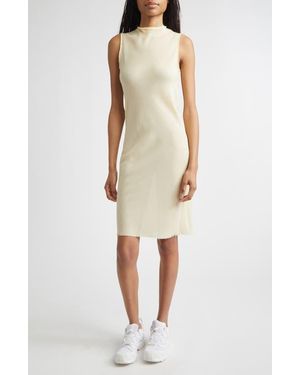 Rier Bias Sleeveless Wool Fleece Dress - Natural