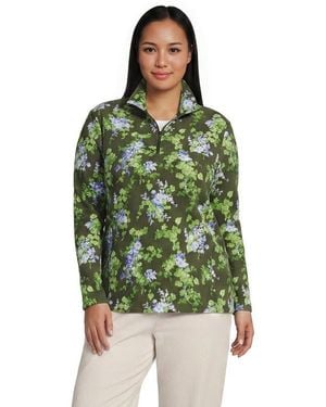 Lands' End Anyweather Fleece Quarter Zip Pullover - Green