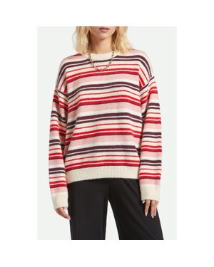 Brixton Cozy Stripe Crewneck Sweater - Red