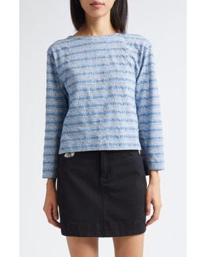 Bode Lyric Jacquard Stripe Long Sleeve T-Shirt - Blue