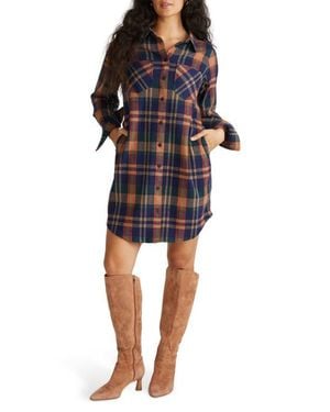 UNIVERSAL STANDARD Long Sleeve Check Flannel Shirtdress - Black