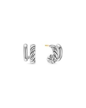 David Yurman Dy Mercer Double Hoop Huggie Earrings - Blue