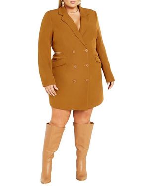 City Chic Marrie Side Cut Out Blazer Dress - Orange