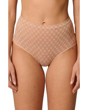 Simone Perele Plume Embroidered Shaping Briefs - Brown