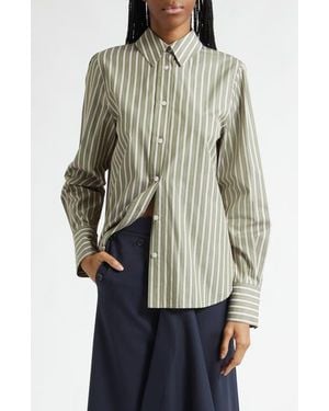 Monse Back Cascade Stripe Button-Up Shirt - Gray