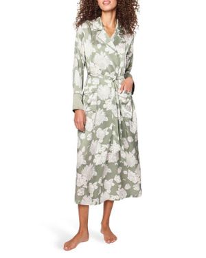 Petite Plume Floral Mulberry Silk Robe - Natural