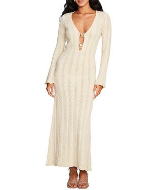 CAPITTANA Ella Long Sleeve Knit Cover-Up Maxi Dress - Natural