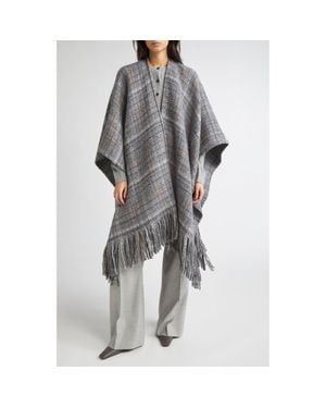 Johnstons of Elgin Plaid Wool Cape - Gray