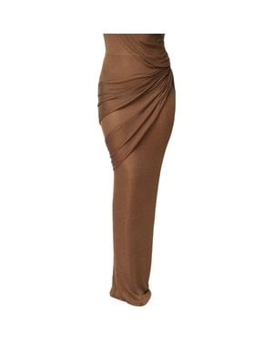 JLUXLABEL Opulent Metallic Maxi Skirt - Brown