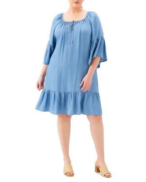 Karen Kane Ruffle Hem Dress - Blue