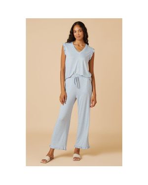 Softies Dream Ruffle V-Neck With Cropped Ruffle Edge Pant - Natural