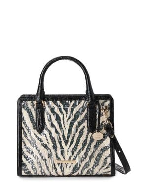 Brahmin Cami Croc Embossed Leather Satchel - Black