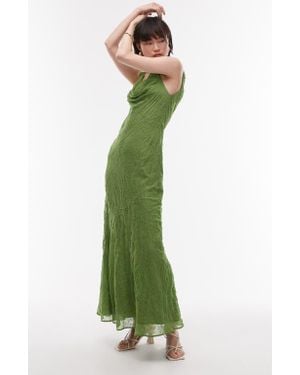 TOPSHOP Eyelet Embroidery Cowl Neck Sleeveless Dress - Green