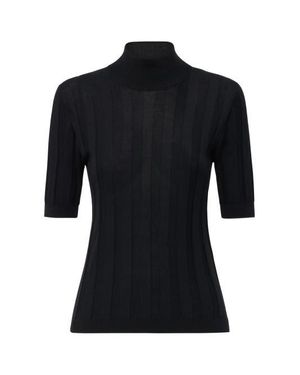Callas Milano Jordyn Short Sleeve Mockneck Sweater - Black