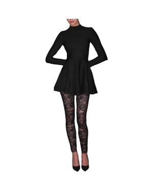 Fleur du Mal Knit Long Sleeve Corset Dress - Black