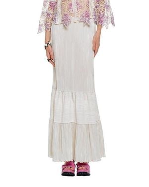 Anna Sui Plisse Tiered Maxi Skirt - White