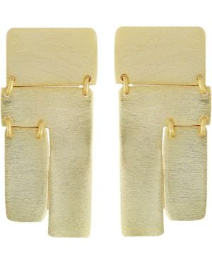 Panacea Brushed Rectangular Drop Earrings - Yellow