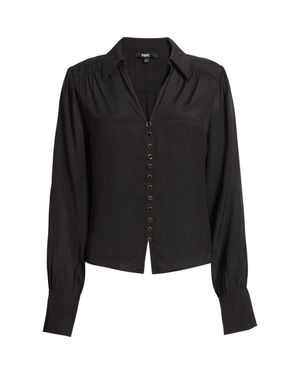 PAIGE Camu Jacquard Button-Up Shirt - Black