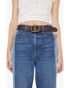 Mother The Magpie Embossed Leather Belt - Blue
