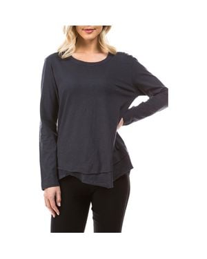 Apny Layered Hem Cotton Slub Top - Black