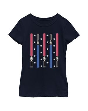Star Wars Girls' Festive Lightsabers T-Shirt - Blue