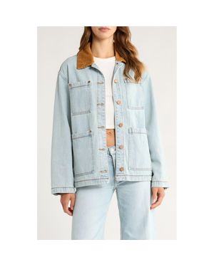 Blank NYC Corduroy Collar Denim Shacket - Blue