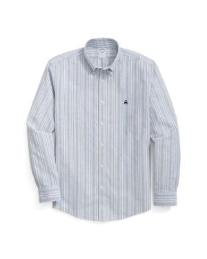 Brooks Brothers Stripe Regular Fit Stretch Button Down Shirt - Blue