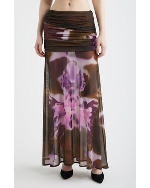 Feners Susurro Print Semi Sheer Maxi Skirt - Multicolor