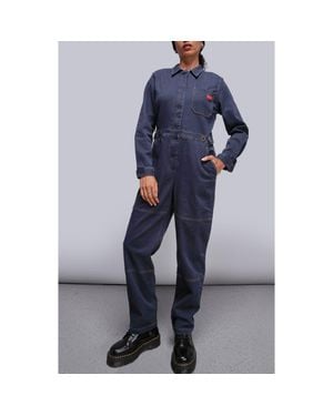 WILDFANG The Essential Denim Long Sleeve High Waisted Coverall - Blue