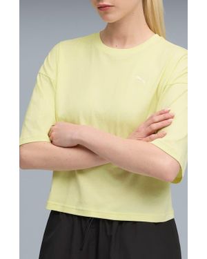 PUMA Oversize Crop Cotton T-Shirt - Yellow